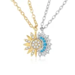 Sun Moon Magnetic Necklace Matching Zircon BFF Jewelry