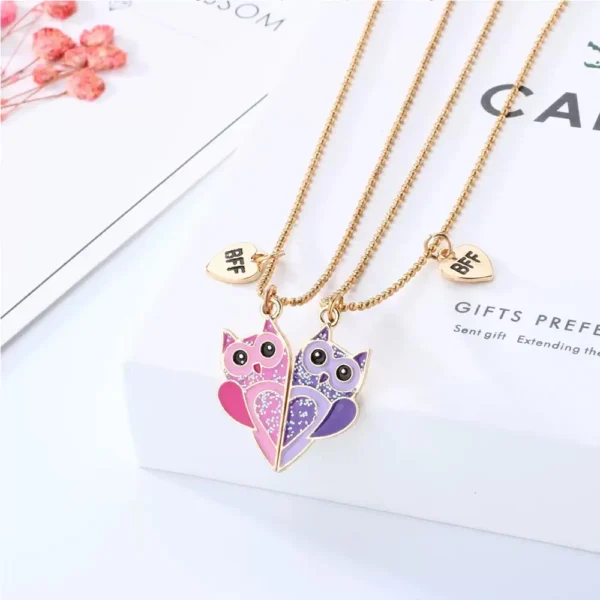 BFF Owl Necklace,Friendship Pendant,Best Friend Jewelry