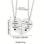 Sisters By Heart Necklace,BFF Puzzle Heart Pendant 2Pcs