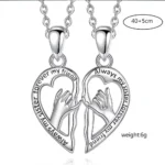 Hand In Hand Heart Necklaces Sister Friend BFF Pendant