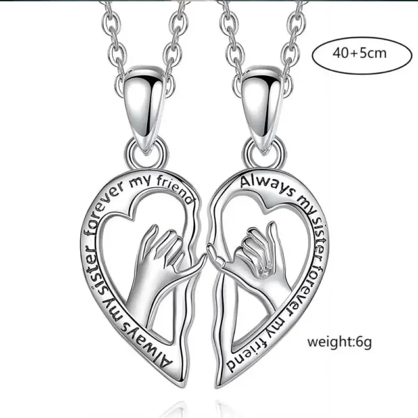Hand In Hand Heart Necklaces Sister Friend BFF Pendant