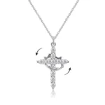 Paved Zircon Cross Rotated Crown Necklace