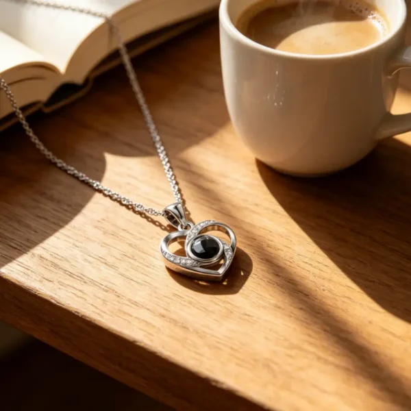 Custom Photo Projection Necklace, Heart Pendant