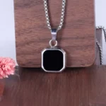 Custom Photo Heat Sensitive Necklace, Square Engraved Pendant