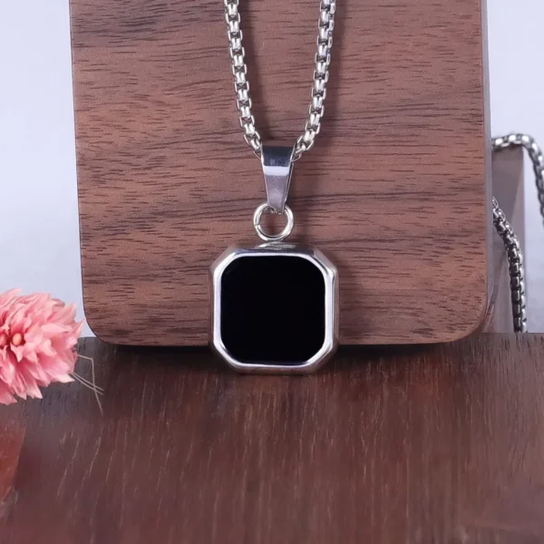 Custom Photo Heat Sensitive Necklace, Square Engraved Pendant