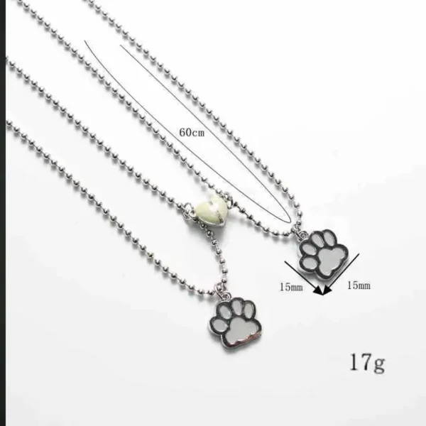 Glow-in-the-Dark Paw & Heart BFF Necklaces for 2 Friendship