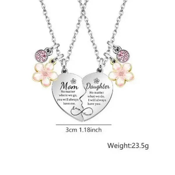Mom Daughter Matching Necklaces with Flower & Crystal Charms