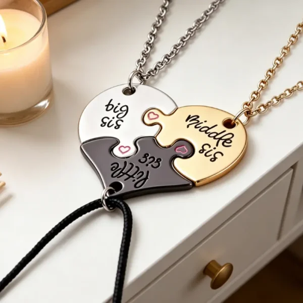 Sister Puzzle Necklaces - Big Middle Little Sis Jewelry