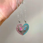 Butterfly Split Heart BFF Necklace for 2 Best Friend