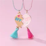 BFF Broken Heart Necklace,Tassel Pendant,Friendship Jewelry