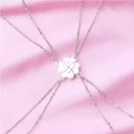 Heart Clover BFF Necklace ,Friendship Jewelry for 4 Best Friend
