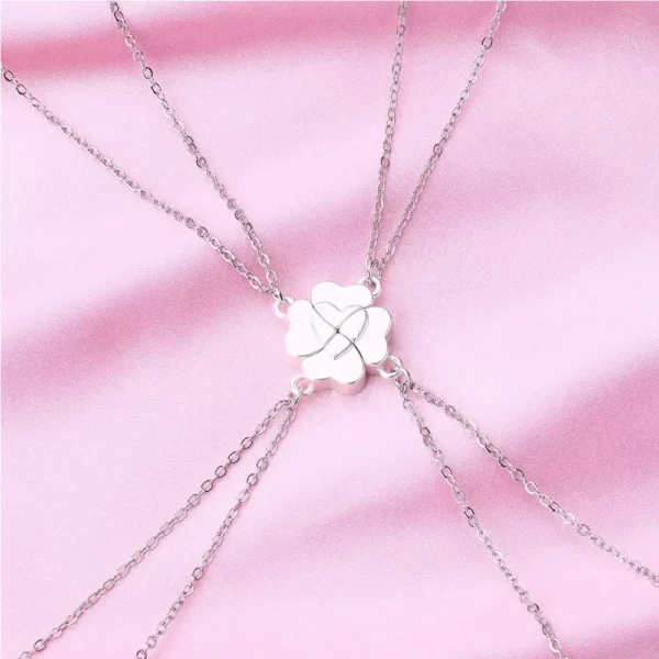 Heart Clover BFF Necklace ,Friendship Jewelry for 4 Best Friend