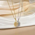 Sun Moon Magnetic Necklace Matching Zircon BFF Jewelry