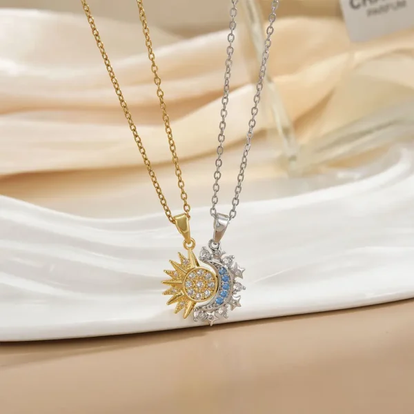 Sun Moon Magnetic Necklace Matching Zircon BFF Jewelry