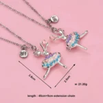 Ballerina BFF Necklace,Ballet Dancer Pendant for 2 Best Friend