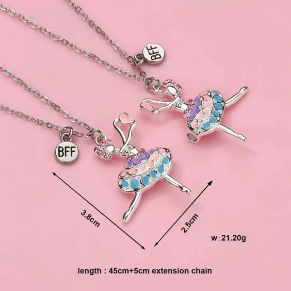 Ballerina BFF Necklace,Ballet Dancer Pendant for 2 Best Friend