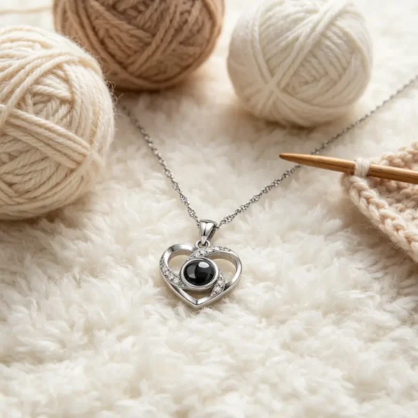 Custom Photo Projection Necklace, Heart Pendant
