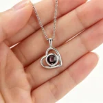 Custom Photo Projection Necklace - Personalized heart pendant (Silver)