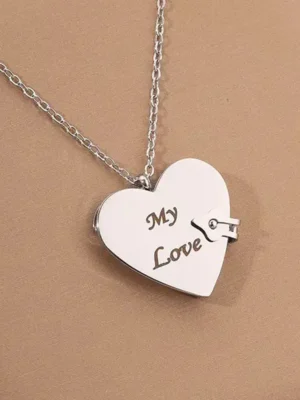 Engraved Heart Locket Necklace