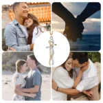 Hugging Couple Pendant Necklace, Lovers Embrace Jewelry