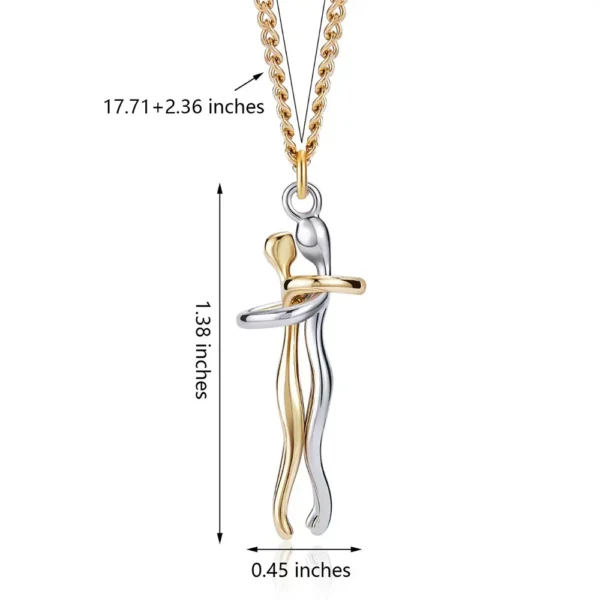 Hugging Couple Pendant Necklace, Lovers Embrace Jewelry