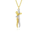 Hugging Couple Pendant Necklace, Lovers Embrace Jewelry