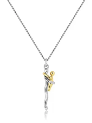 Mother Daughter Hugging Pendant Necklace, Family Love Jewelry