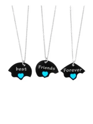 BFF Forever Puzzle Heart Necklaces for 3 Friendship