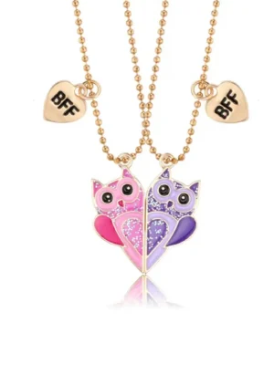 BFF Owl Necklace,Friendship Pendant,Best Friend Jewelry