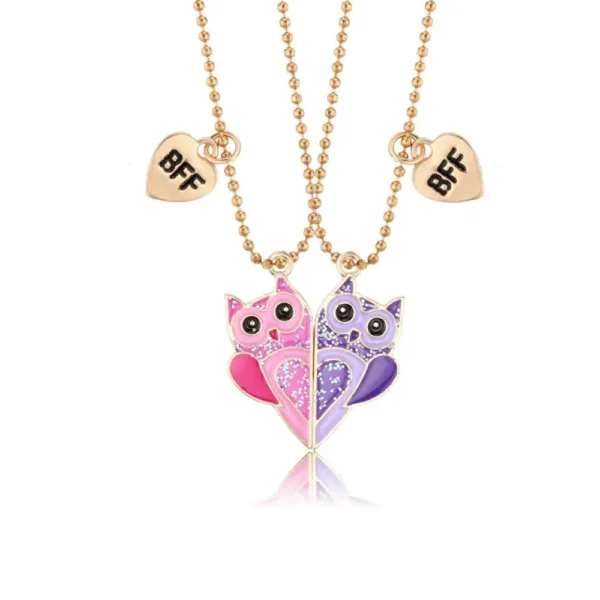 BFF Owl Necklace,Friendship Pendant,Best Friend Jewelry