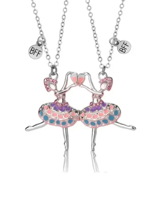 Ballerina BFF Necklace,Ballet Dancer Pendant for 2 Best Friend