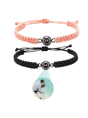 Custom Photo Projection Couple Bracelets 2Pcs