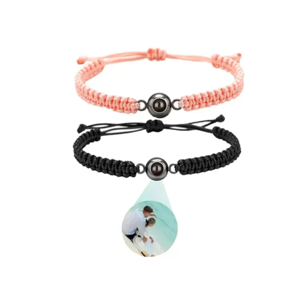 Custom Photo Projection Couple Bracelets 2Pcs