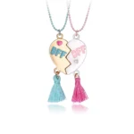 BFF Broken Heart Necklace,Tassel Pendant,Friendship Jewelry