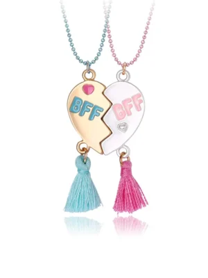 BFF Broken Heart Necklace,Tassel Pendant,Friendship Jewelry
