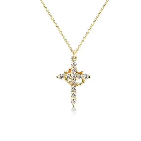 Cross Rotated Crown Necklace