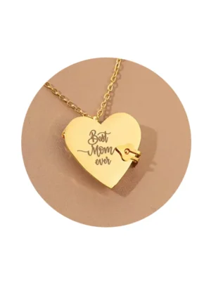 Engraved Heart Locket Necklace, Inspirational Quote Jewelry