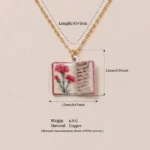 Birth Flower Necklace 12 Month Floral Book Pendant Gift